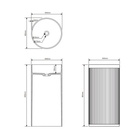 DEA DESIGN Раковина напольная 450х450хh900 мм, цвет grey 