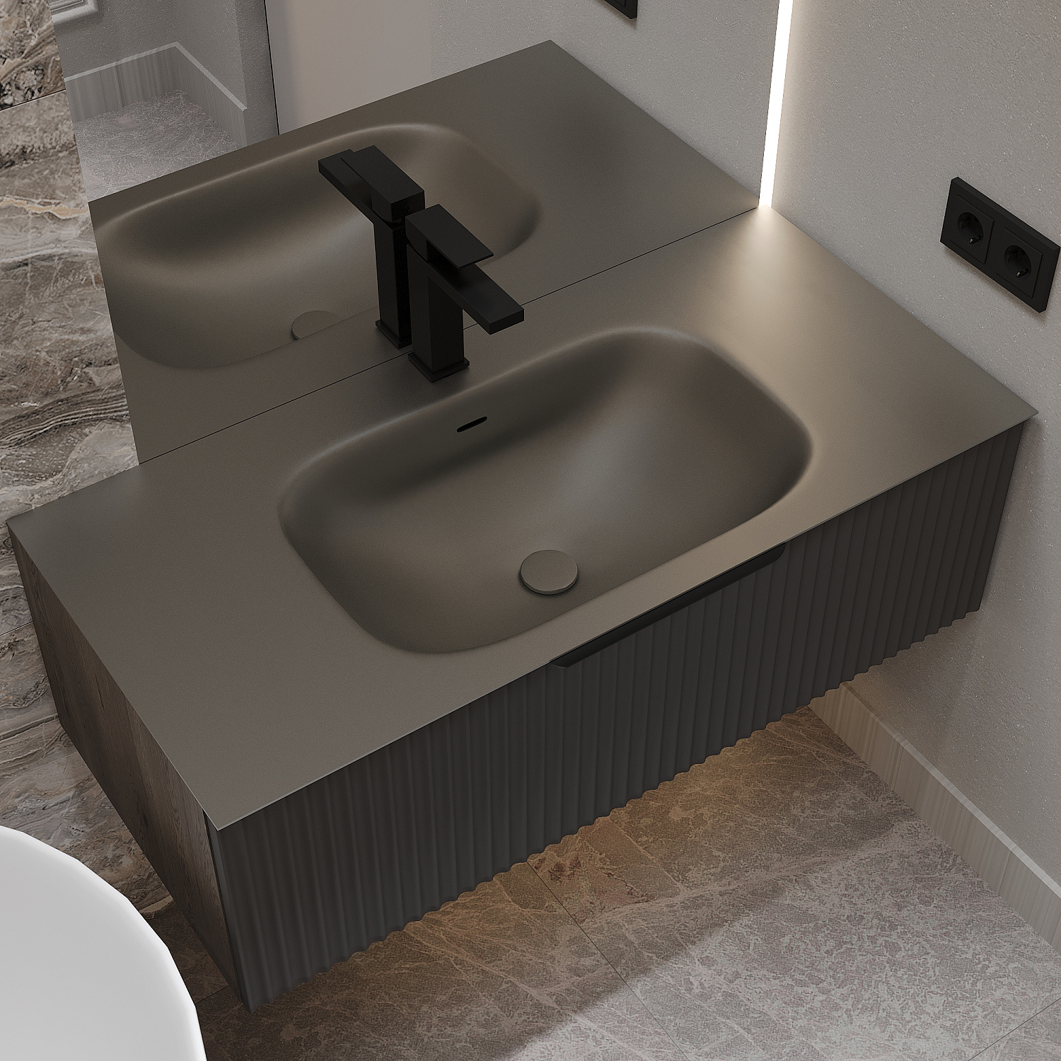 Раковина накладная алюминиевая M115B70 темный коричневый