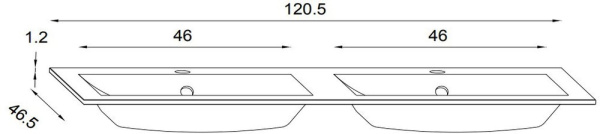 EB1831RU-DE1 Sherwood Sherwood стеклянная раковина-столешница, матовый белый, 120 см, 2 раковины 