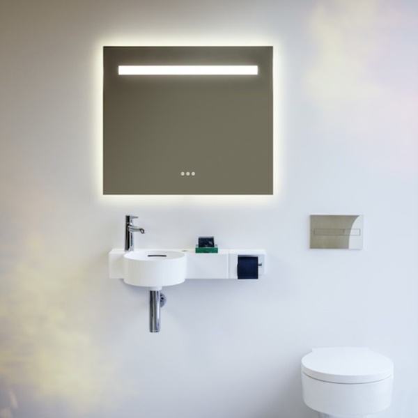 Laufen VAL Раковина-мини  полка справа 550x315x115 мм с 1 отв. под смеситель, подрезаемая до 430 мм,,  цвет: белый (без полотенцедержателя!) 