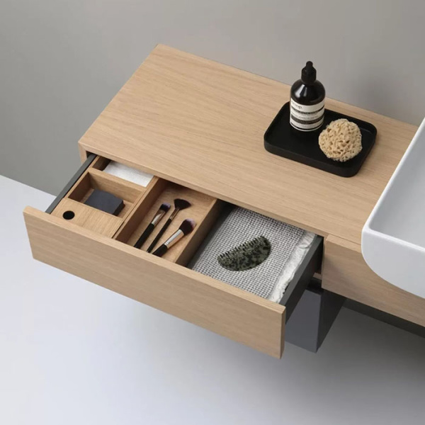 AZZURRA Charlotte База напольная под раковину 140х39х74 см, раковина справа, ящик слева  в цвете Cemento, цвет базы дуб 