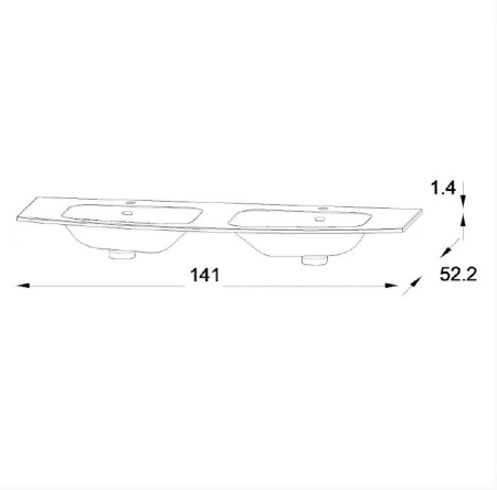 EB1883RU-00 Nona Nona раковина из гелькоата,  глянцевый белый, 140 см, 2 раковины 