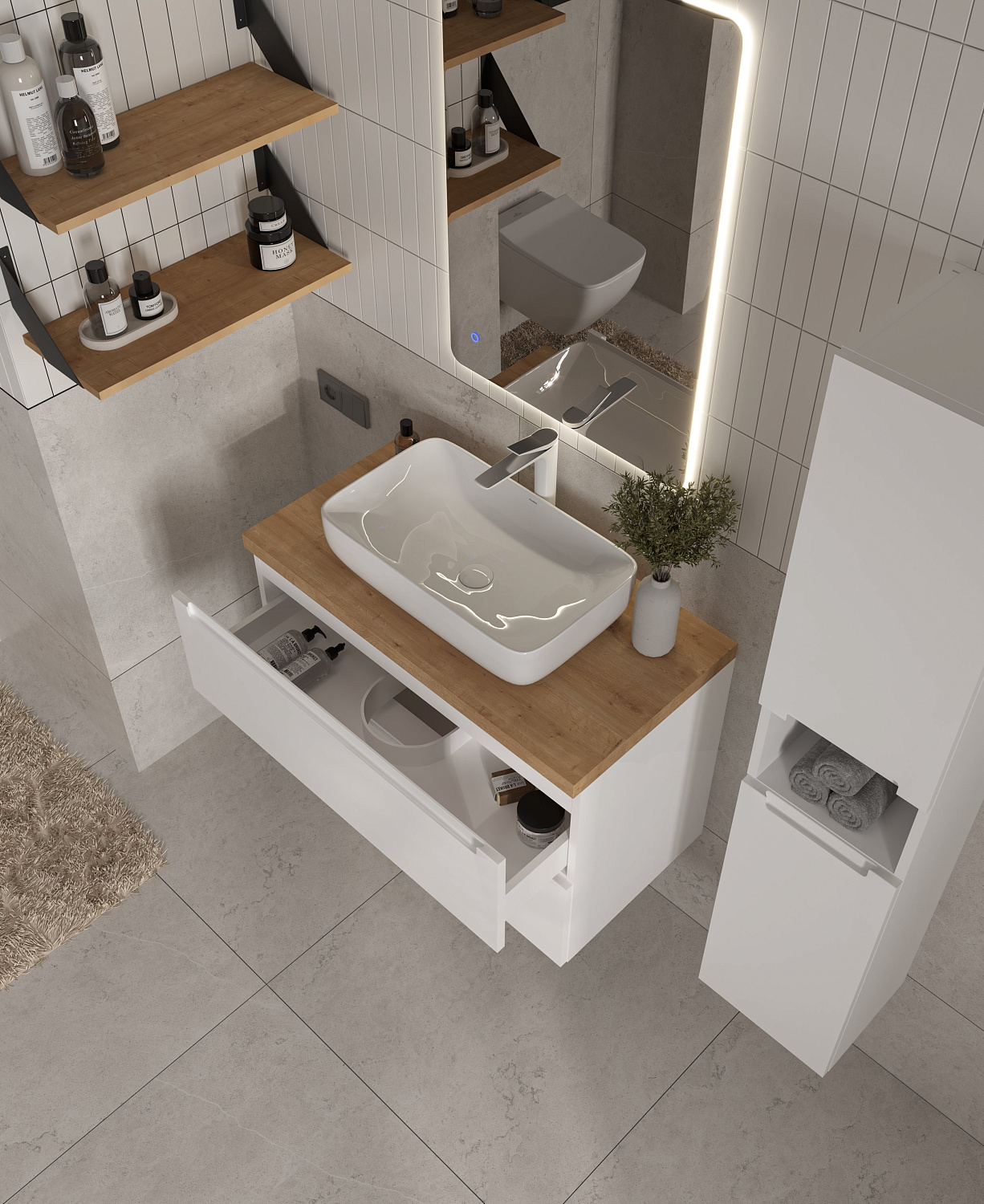 Тумба под раковину/столешницу/столешницу Дион, Белый мат 100