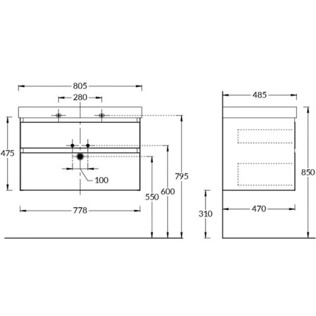 Kerama Marazzi Тумба CUBO подвесная с ящиками 80, лимо матовая 