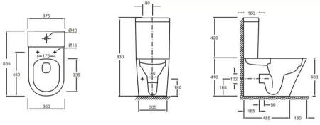 UJAB102-00 RODIN Чаша напольного унитаза с креплениями 