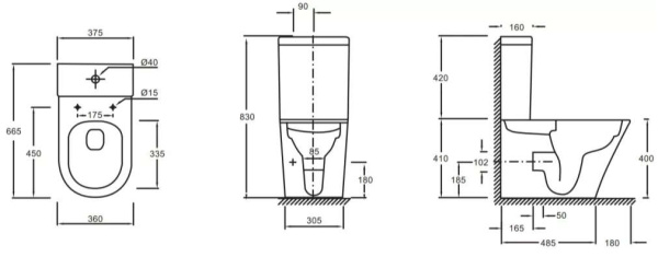 UJAB102-00 RODIN Чаша напольного унитаза с креплениями 