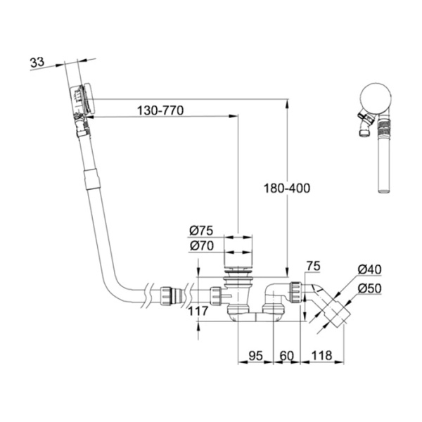 BETTE Mono Cлив-перелив с наполнением для ванн EVE/и других моделей, сталь/эмаль, цвет белый (new 2024) 