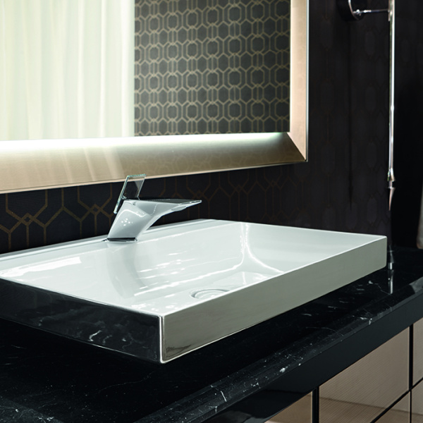 VITAGE milldue edition Раковина LONDRA 700х500х125 мм., керамическая, без перелива, c 1 отверстием для смесителя, цвет белый/платина 