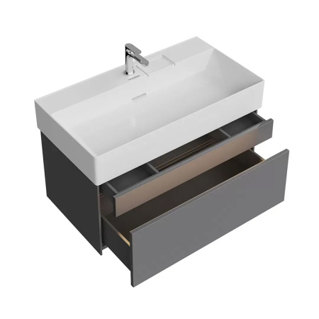 Kerama Marazzi Тумба LOGICA подвесная 2 ящика 90 см, стальной серый 