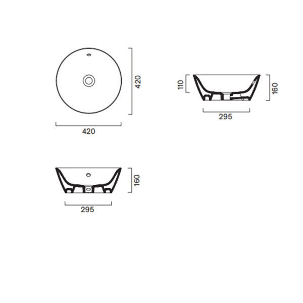 Catalano ITALY Раковина ?42 накладная, без отв. под смеситель, покрытие Cataglaze+, цвет белый глянцевый 