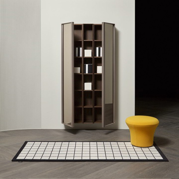 ANTONIO LUPI BEMADE Пенал 360х216х1750 мм., подвесной, левый, 1 дверца, 5 полок, боков слева Rovere thermo, рама Zirconio, фронт стекло Acidato bronzo 