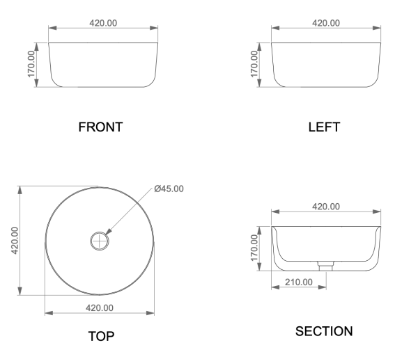 Раковина накладная 42 см GSG Ceramic Design Hit! HILAVRO42034, Sabbia Matt 