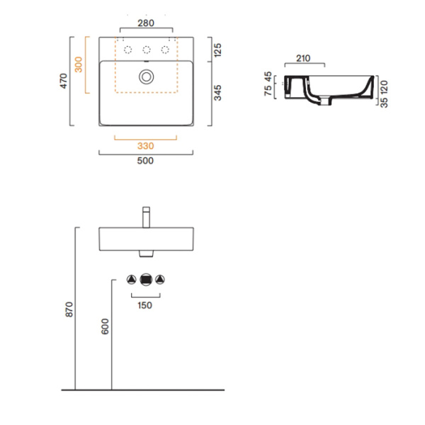 Catalano PREMIUM Раковина 50x47, с 1 отв. под смеситель, покрытие Cataglaze+, цвет белый глянцевый 
