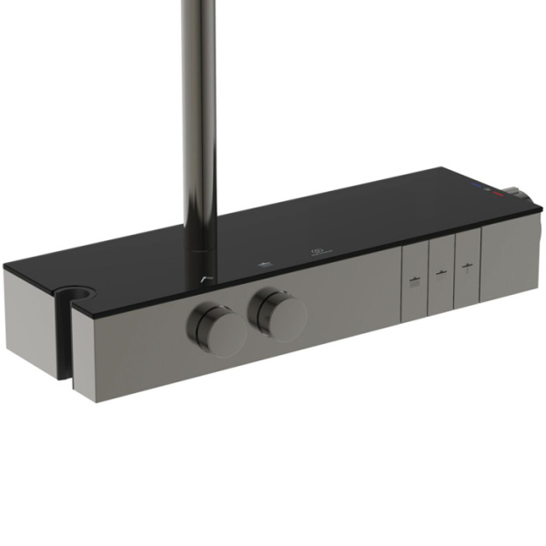 Ideal Standard Ceratherm Solos Душевая стойка, термостат, верхний душ 30см, руч.душ 13см, шланг 175см, цвет: PVD Magnetic Grey 