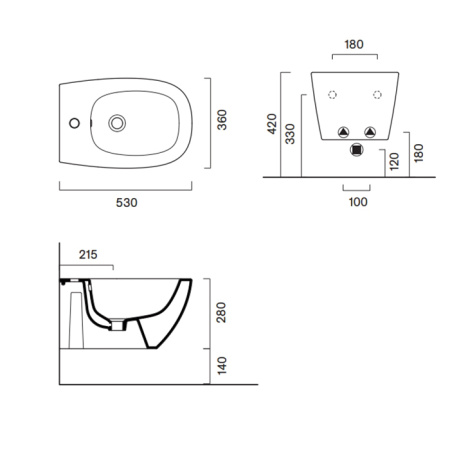 Catalano Alvea Биде подвесное 53x36, с 1 отв. под смеситель, покрытие Cataglaze+, без крепежа, цвет белый глянцевый 