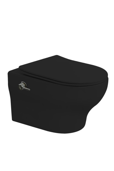 Унитаз подвесной с функцией биде, FIORE Черный матовый c крышкой 
