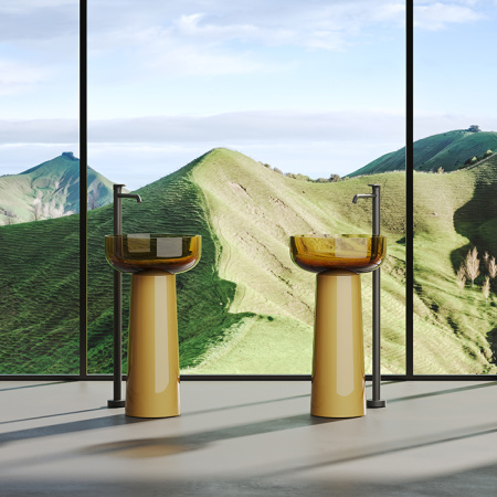 DEA DESIGN Washbasins Раковина напольная 48x48xh88 см, материал: Glasstech прозрачная смола, цвет: Sunset R1 