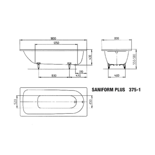 KALDEWEI SANIFORM PLUS Ваннa встраиваемая Мод.375-1 1800х800 мм., цвет: белый 
