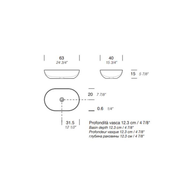MILLDUE  Раковина  BLEND 63 накладная из CRISTALPLANT ,63х40х15 см, без отв для смесителя, цвет белый матовый 