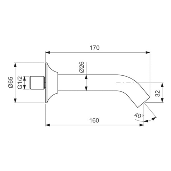 Ideal Standard La Dolce Vita Излив для ванны, 16см, настенный, подключение G1/2, цвет: PVD Magnetic Grey 