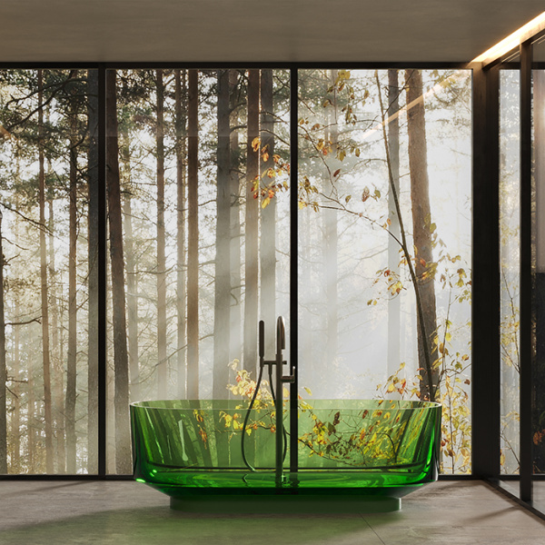 DEA DESIGN Shadow Ванна отдельностоящая 170x72xh56 см, материал: Glasstech прозрачная смола, цвет: Emerald R3 