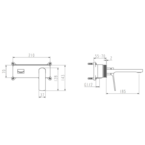 NEMO NM-1313CR Настенный смеситель скрытого монтажа для раковины со встраиваемой частью 