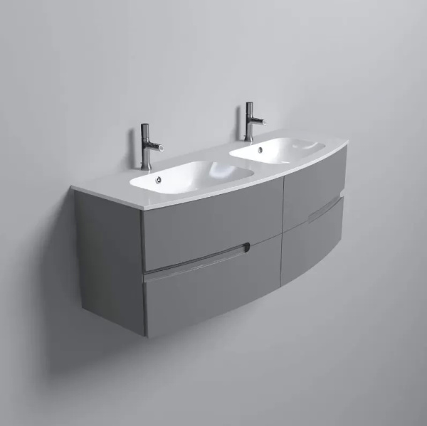 EB1887RU-DE1 Nona Nona стеклянная раковина, матовый белый, 140 см, 2 раковины 