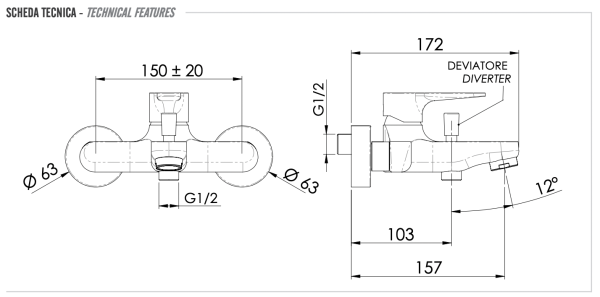 Смеситель для ванны Remer Winner W05 