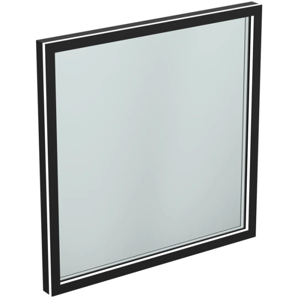 Ideal Standard Conca Квадратное зеркало в черной раме 60 см, диаметральная светодиодная подсветка neutral 