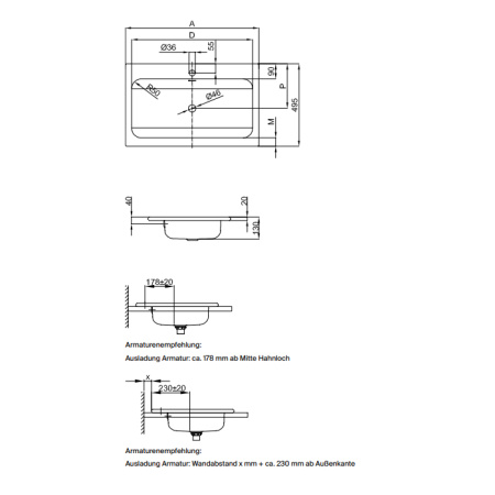 BETTE One Раковина на столешницу 800×495×130 мм, без отв под смес.,с перел., с креплением, цвет белый (УГОЛ не 90град/ упаковка рваная ) 