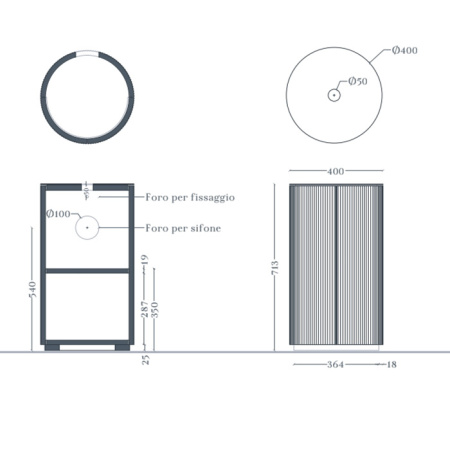 Artceram BRERA Раковина накладная Ø 43 h 15, без отв под смеситель, цвет белый глянцевый 