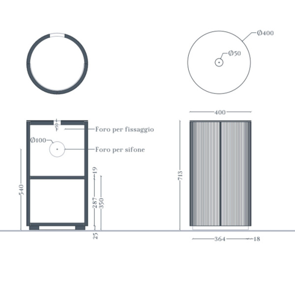 Artceram BRERA Раковина накладная Ø 43 h 15, без отв под смеситель, цвет белый глянцевый 