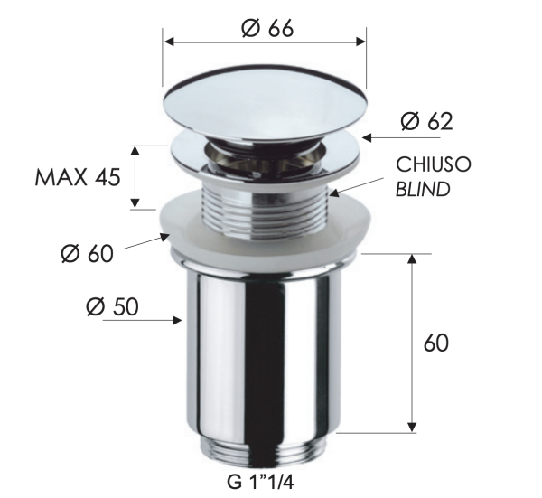 Донный клапан без перелива 1”1/4 Remer 904CC114 