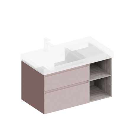 Kerama Marazzi Тумба CUBO левая подвесная с ящиками 90, Мальва матовая-древесная (Цена по акции) 