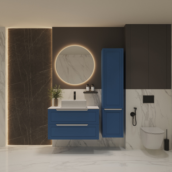 Тумба со столешницей Севилья, Капри/ Столешница компакт-плита, Белая 