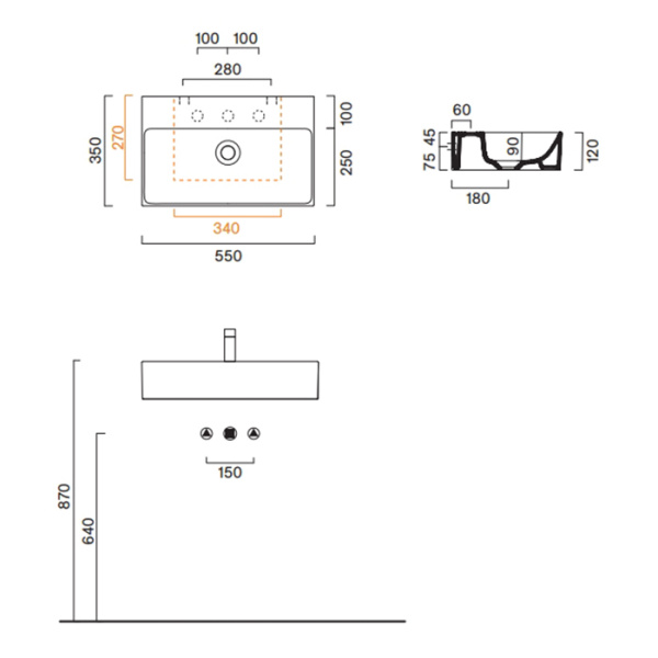 Catalano PREMIUM Раковина 55x35, с 1 отв. под смеситель, покрытие Cataglaze+, цвет белый глянцевый 