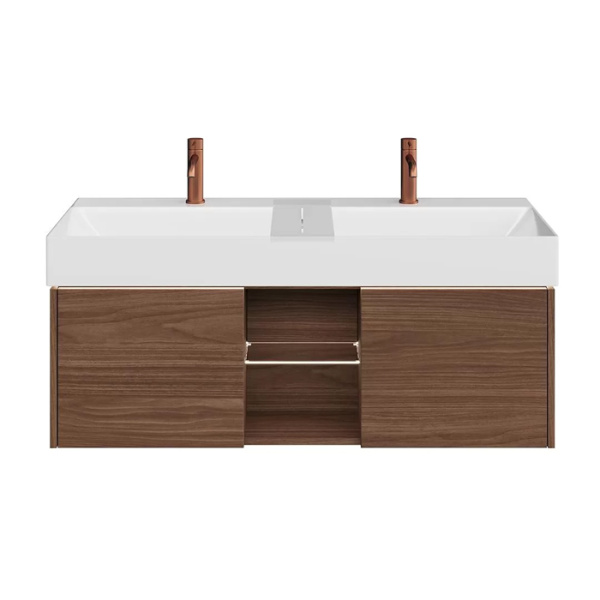 Kerama Marazzi Тумба GRANDE подвесная 120, 2 ящика + открытая зона, структурированный орех 