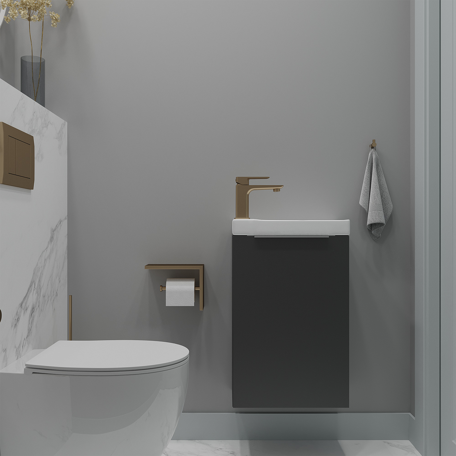 Тумба под раковину/столешницу Монови Слим, Антрацит 40