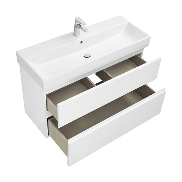 Roca OLETA Тумба подвесная 961х374х548 мм. для раковины 1000 мм, с 2 ящиками, белый глянец 
