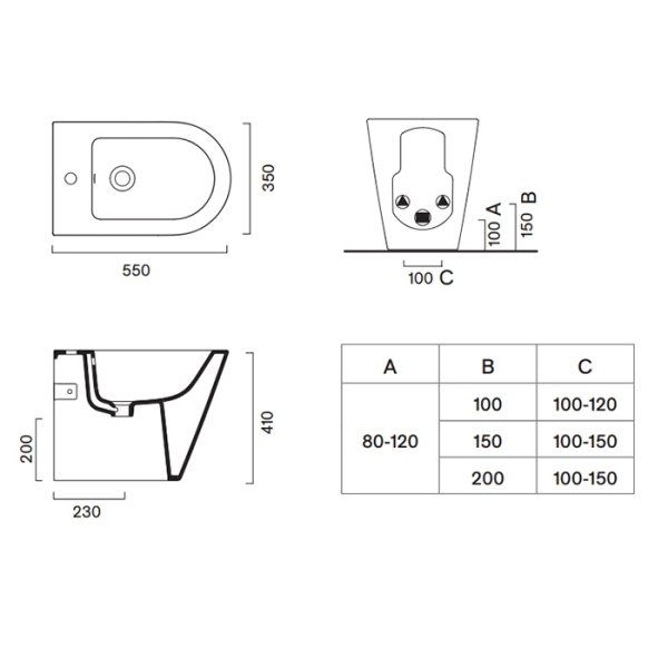 Catalano ZERO Биде напольное 55x35, с 1 отв. под смеситель, покрытие Cataglaze+, без крепежа, цвет белый глянцевый 