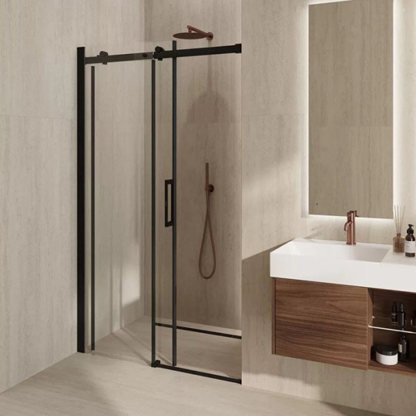 KERAMA MARAZZI Душевая дверь CRISTALLO, раздвижная с функцией soft close, 120х210, матовый черный 