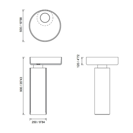 Moma Tower Oyster Раковина напольная D50*90 см, без отверстия, цвет: White Stonage 