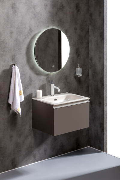 Тумба без раковины Vallessi 60*46см Антрацит глянец, 1 полка 