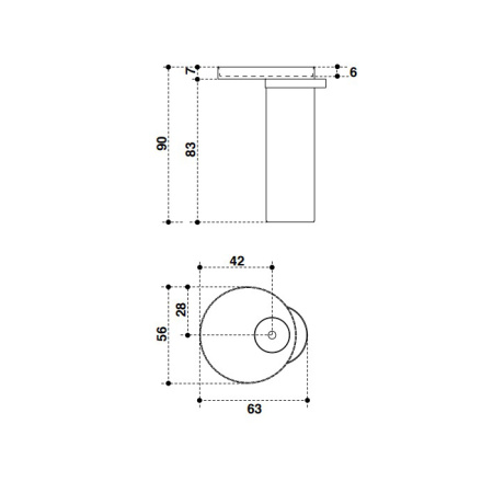 FALPER Eccentrico WN5, раковина из Cristalplant на пьедестале из Acacia, полотенцедержатель Onice, донный клапан 56G и сифон 52G в комплекте, размер 6 