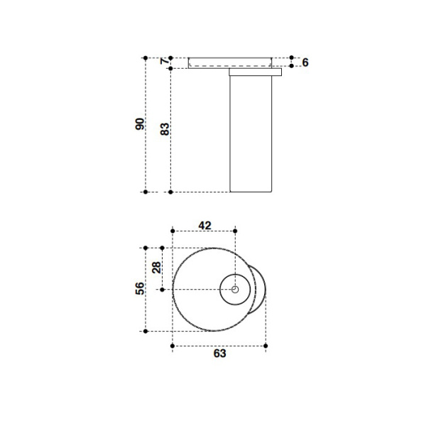 FALPER Eccentrico WN5, раковина из Cristalplant на пьедестале из Acacia, полотенцедержатель Onice, донный клапан 56G и сифон 52G в комплекте, размер 6 