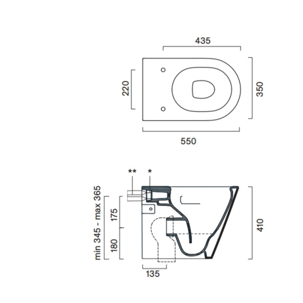 Catalano ZERO Унитаз напольный 55x35, безободковый, универс.слив, смыв Tornado, покрытие Cataglaze+, без крепежа, цвет белый глянцевый 