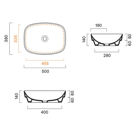 Catalano ALVEA Раковина 50x38 встраиваемая, без отв. под смеситель, покрытие Cataglaze+, цвет белый матовый 