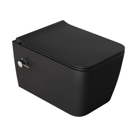 Zen подвесной унитаз с биде матовый черный с крышкой 