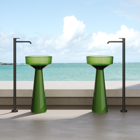 DEA DESIGN Washbasins Раковина напольная 42,5x42,5xh85 см, материал: Glasstech прозрачная смола, цвет: Emerald R3 