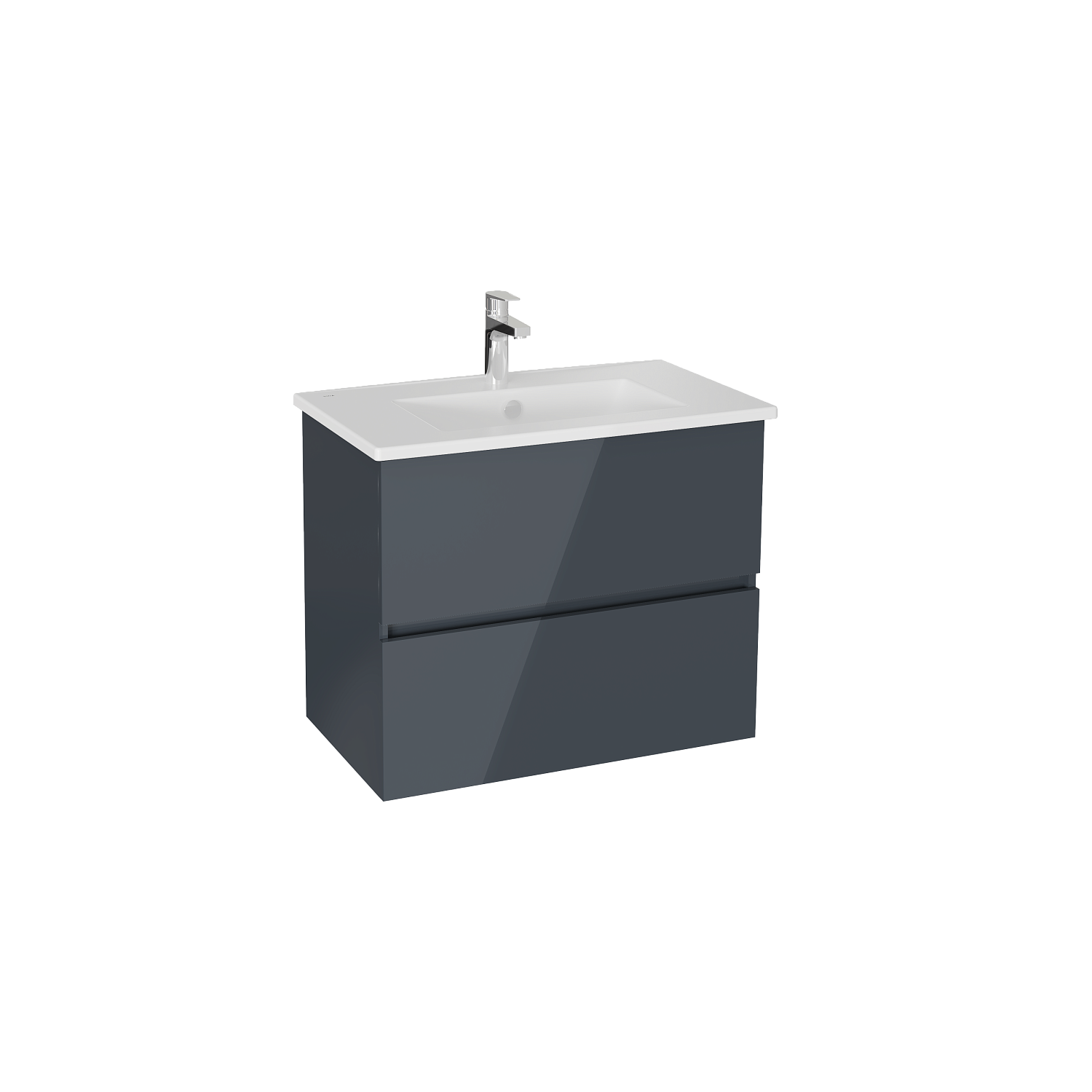 Тумба с раковиной для ванной VitrA Mia Plus Square 80 см антрацит глянец МДФ